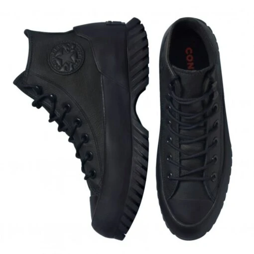 Converse Women's Chuck Taylor All Star Lugged Winter 2.0 Hi In Black/Black/Bold Mandarin - Image 3