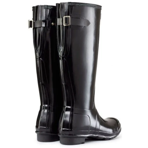 Hunter Women's Original Back Adjustable Gloss Rain Boots In Black - Image 3