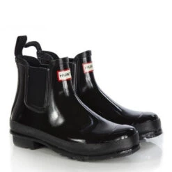 Hunter Women's Original Gloss Chelsea Wellington In Black -Shoes Sales Shop 8 6 864351 1100x