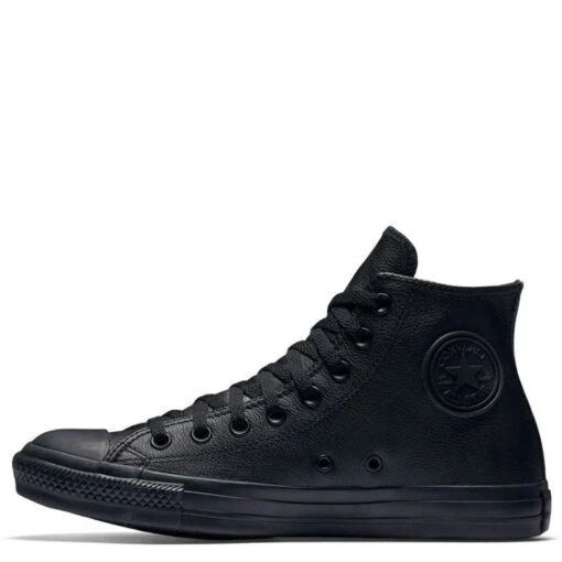 Converse Chuck Taylor All Star Mono Leather High Top In Black Monochrome - Image 2