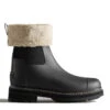 Hunter Women's Refined Stitch Roll Top Sherpa Boots In Black -Shoes Sales Shop wfs1010nes blk 1100x